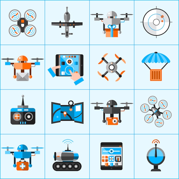 Drone Icons Set Vector Free Download 4648