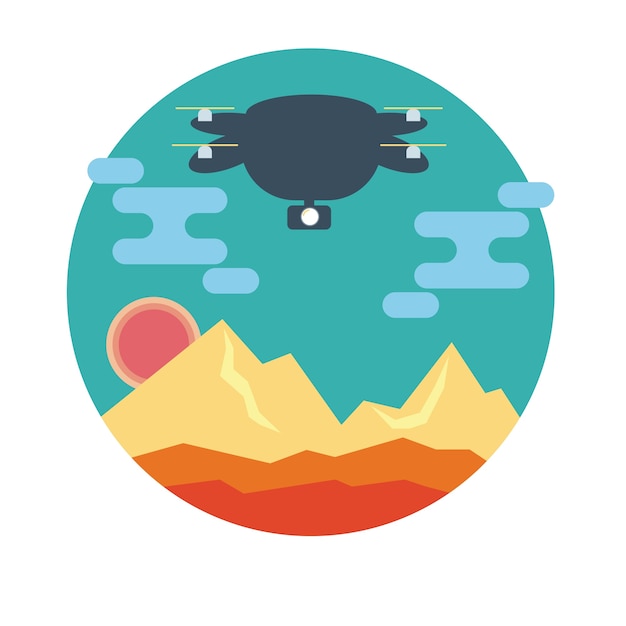 Drone in mountain landscape