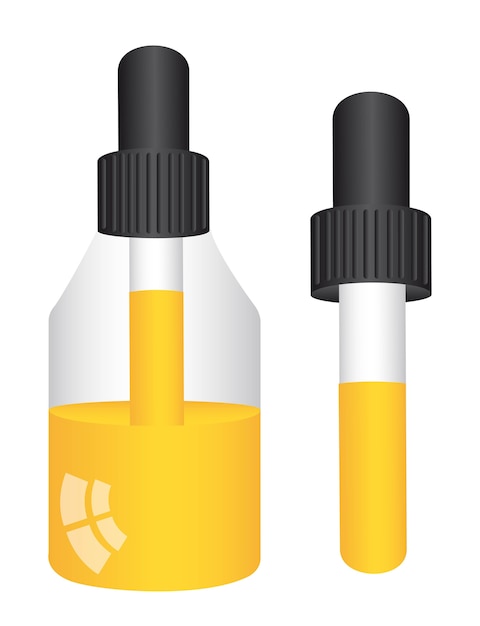 Premium Vector | Dropper bottle with yellow liquid isolated