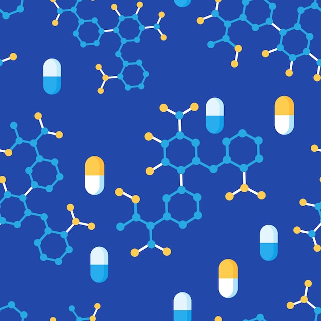 Drugs and molecular structure seamless pattern | Premium Vector