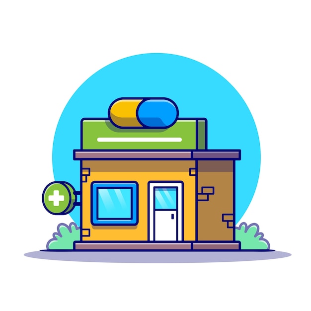 Premium Vector | Drugstore building cartoon