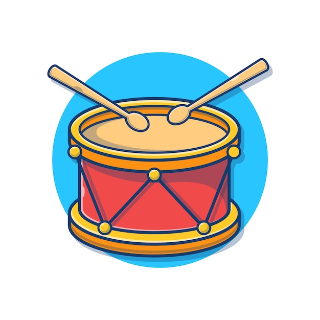 Premium Vector | Drum snare with sticks cartoon illustration