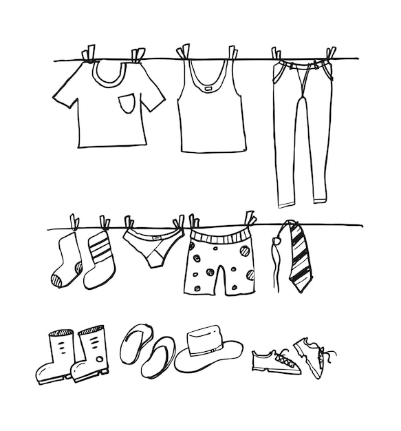 Premium Vector Drying clothes sketch