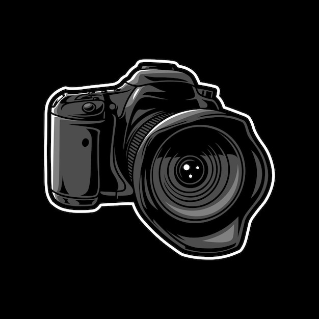 デジタル一眼レフカメラのロゴデザインイラスト プレミアムベクター