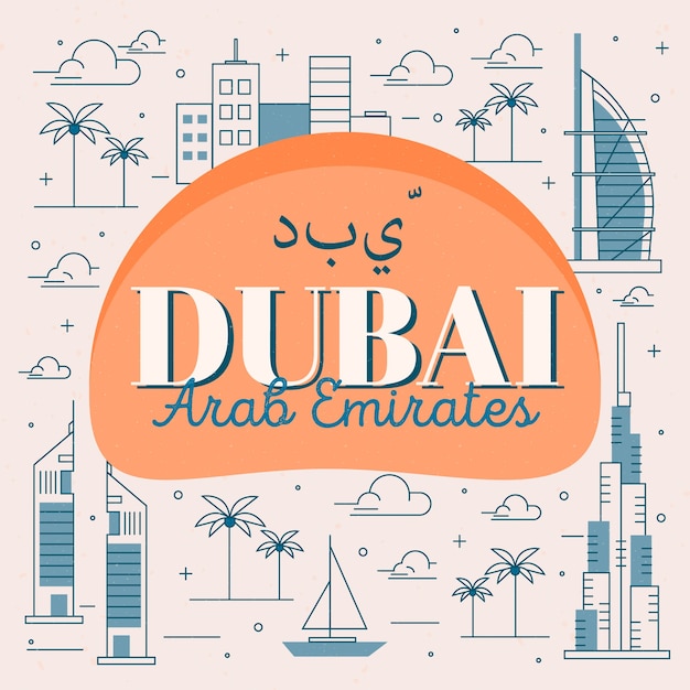 Free Vector | Dubai city lettering