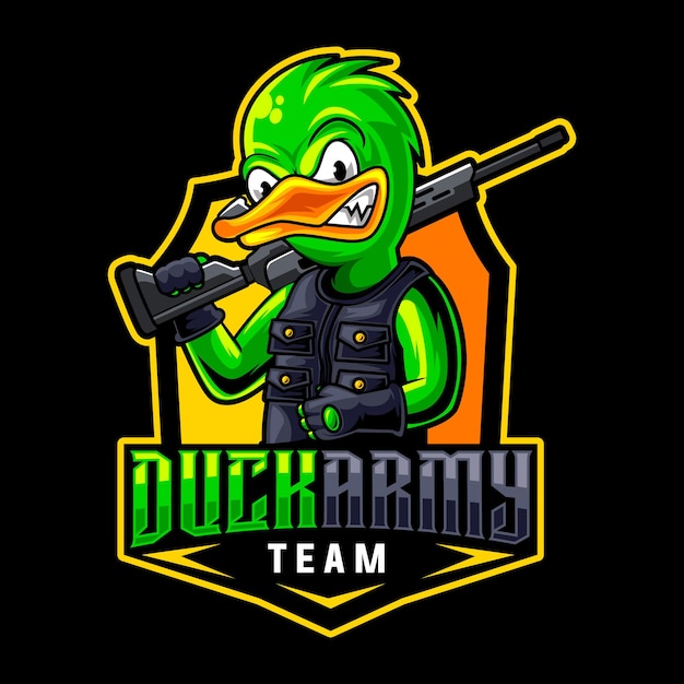 Premium Vector | Duck sniper mascot logo for esports and sports team