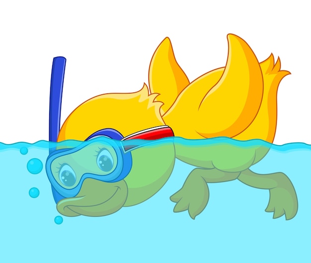 Premium Vector | Duck snorkeling cartoon