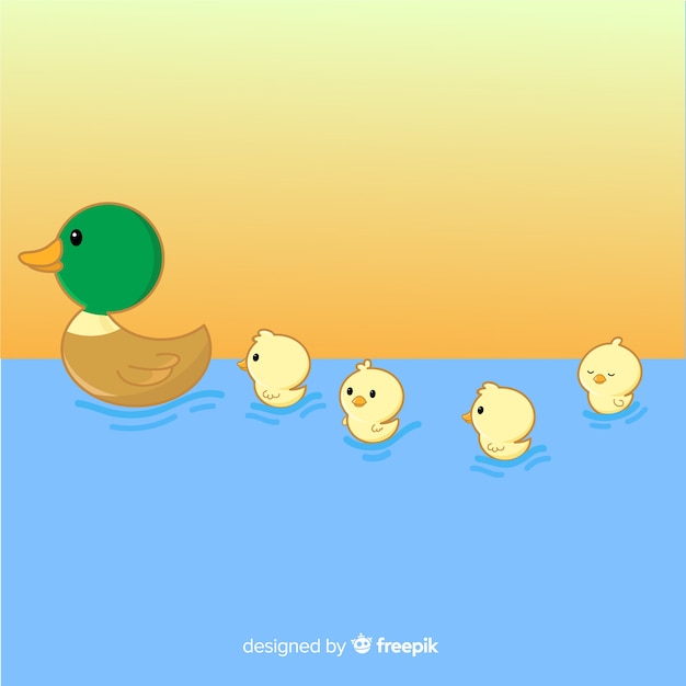 Download Ducklings following mother duck Vector | Free Download