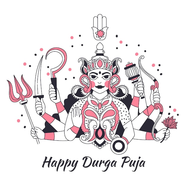 Free Vector | Durga-puja hand-drawn