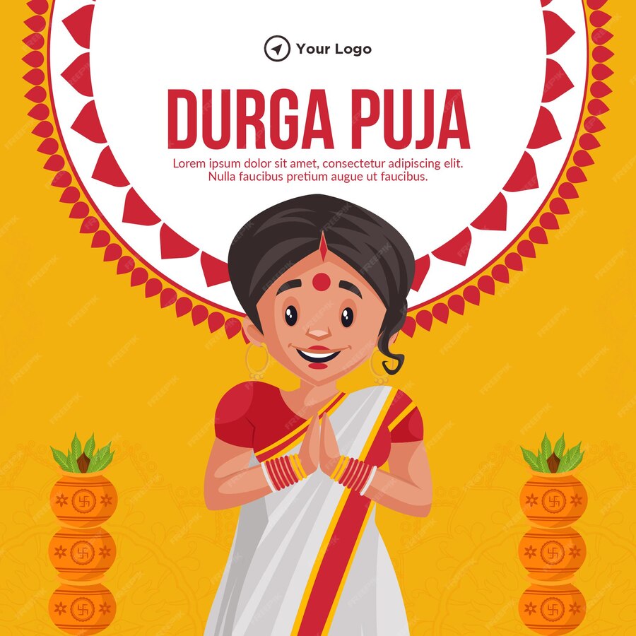 Premium Vector | Durga puja indian festival banner design template
