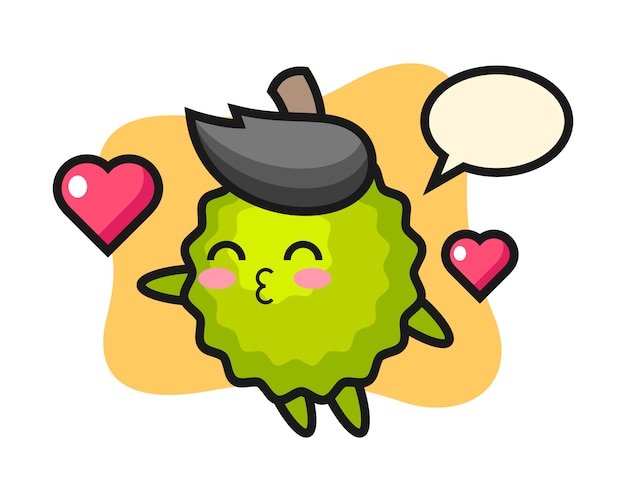 Premium Vector | Durian cartoon with kissing gesture