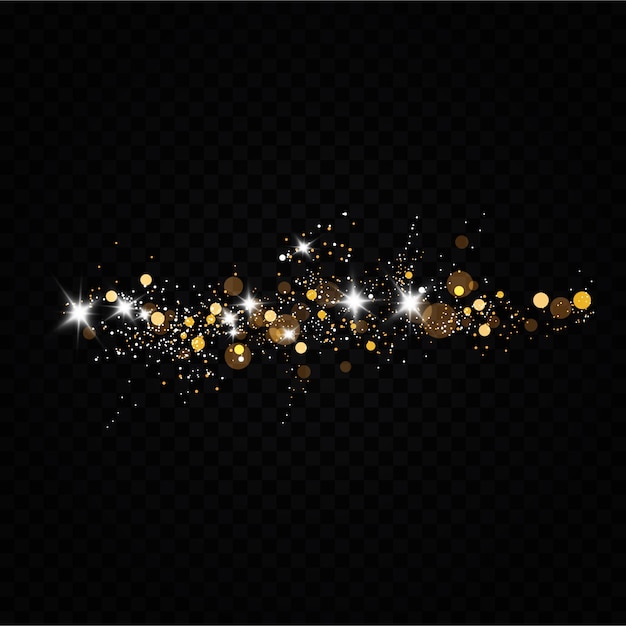 ほこり 白い火花と金色の星が特別な光で輝いています プレミアムベクター