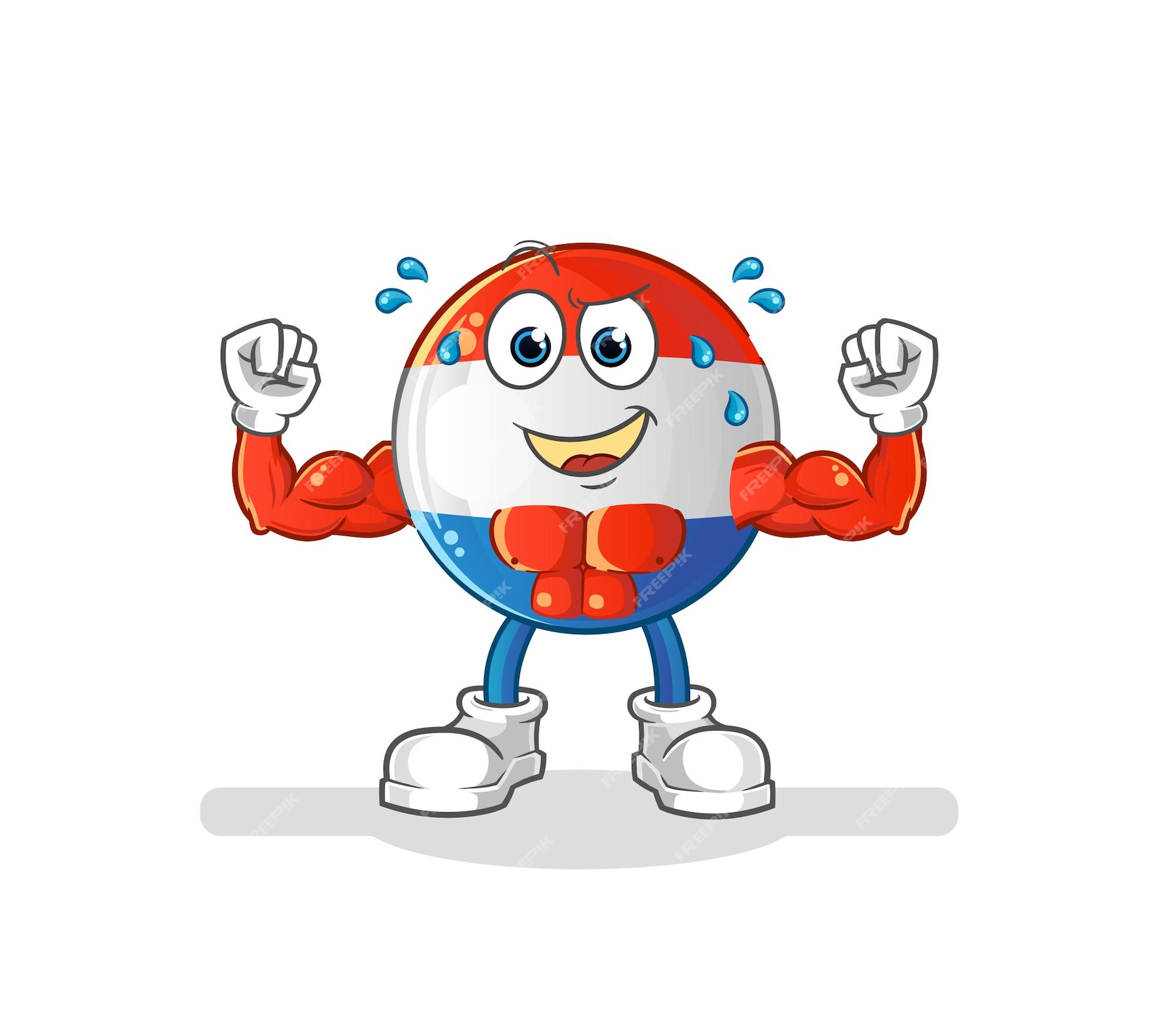 Premium Vector | Dutch flag muscular cartoon. cartoon mascot vector