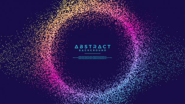 Dynamic abstract liquid flow particles circle background. Premium Vector