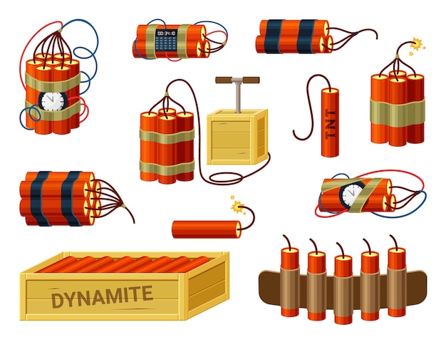 Premium Vector | Dynamite. box with explosives cartridge belt with ...