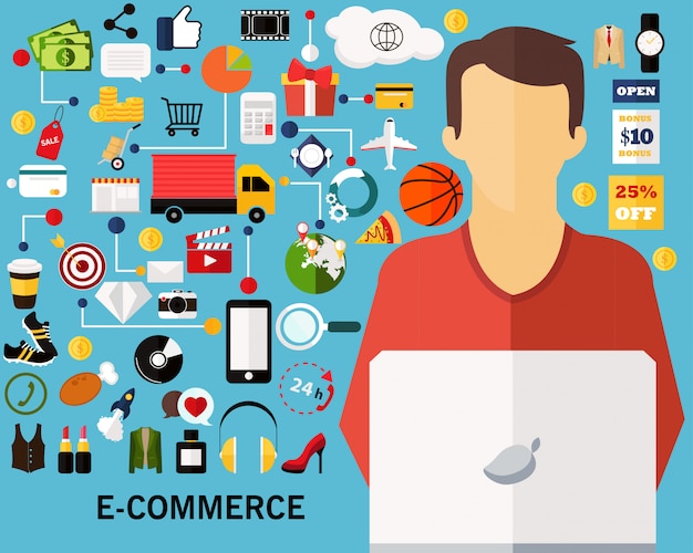 Premium Vector | E-commerce concept background