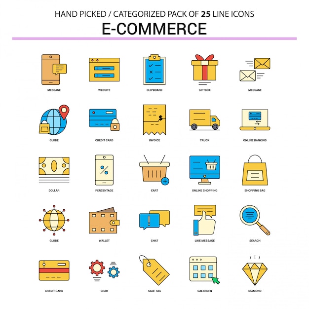 Download Free E Commerce Flat Line Icon Set Premium Vector Use our free logo maker to create a logo and build your brand. Put your logo on business cards, promotional products, or your website for brand visibility.