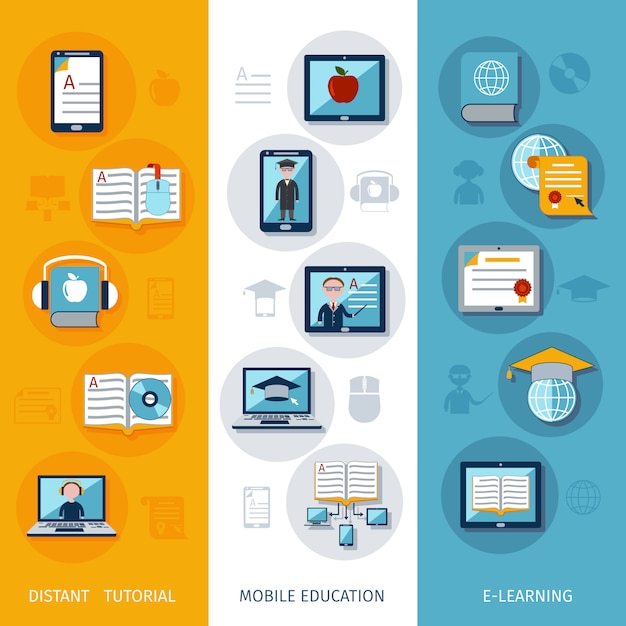 Download E-learning banners vertical Vector | Premium Download