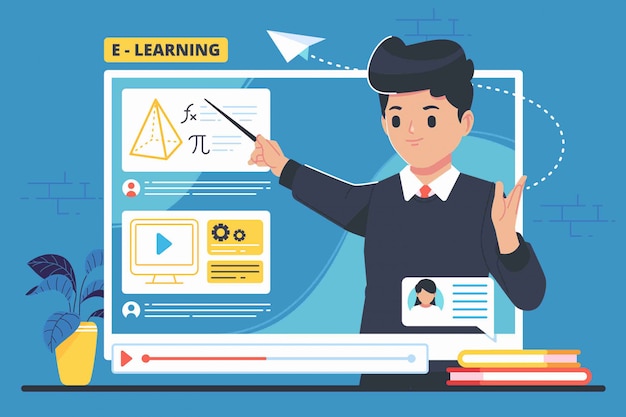 E - learning concept illustration Premium Vector