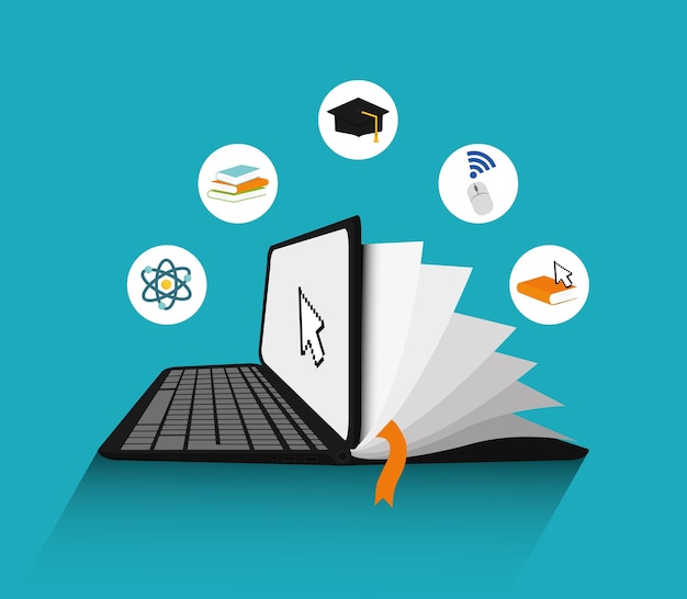 Download E-learning concept with icon design | Premium Vector