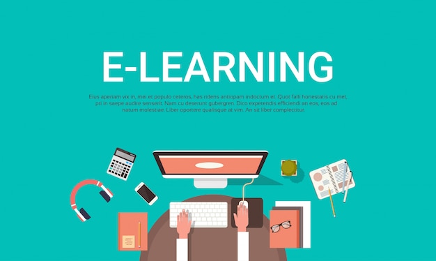 E Learning Education Online And University Banner With Student