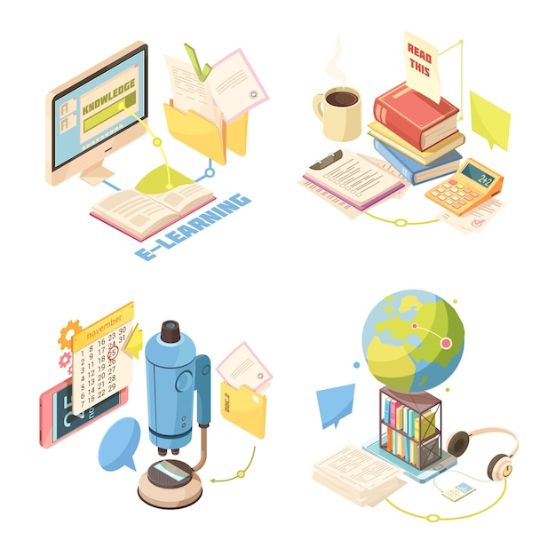 Download E-learning isometric design concept Vector | Free Download