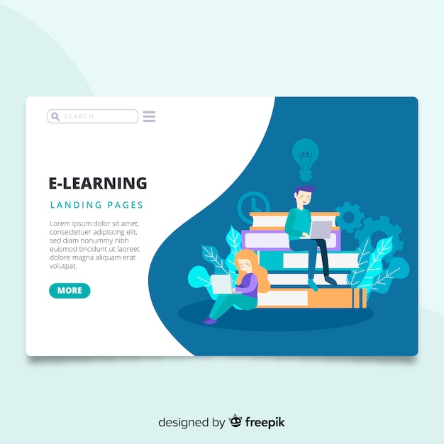 E-learning landing page Free Vector