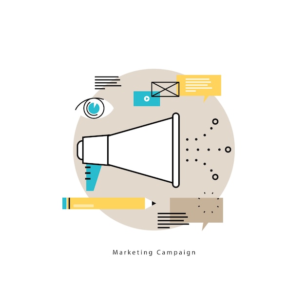 E-mail marketing, online advertising flat vector illustration design. product and services promotion, marketing campaigns, online communication design for mobile and web graphics Premium Vector