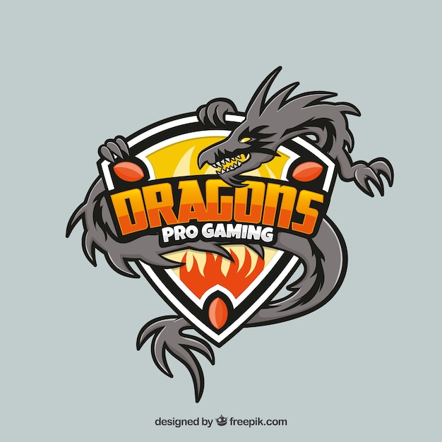 E-sports team logo template with dragon Free Vector