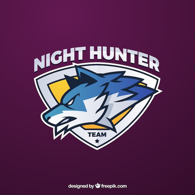 E-sports team logo template with wolf Free Vector
