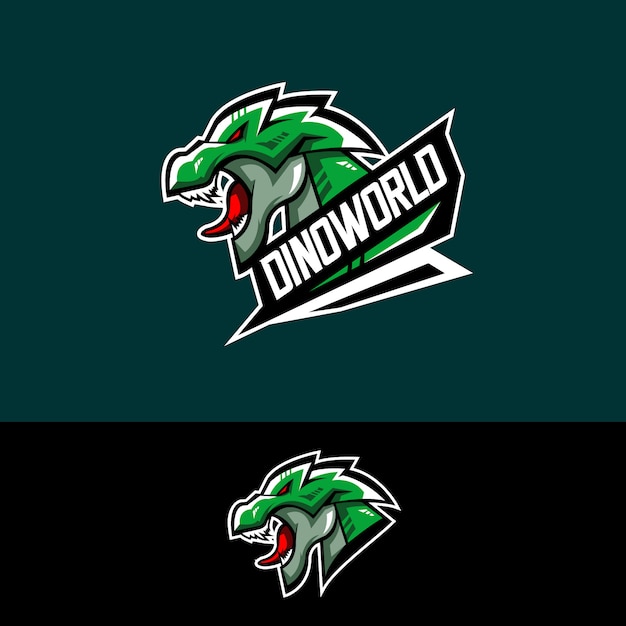 恐竜とeスポーツチームのロゴ プレミアムベクター