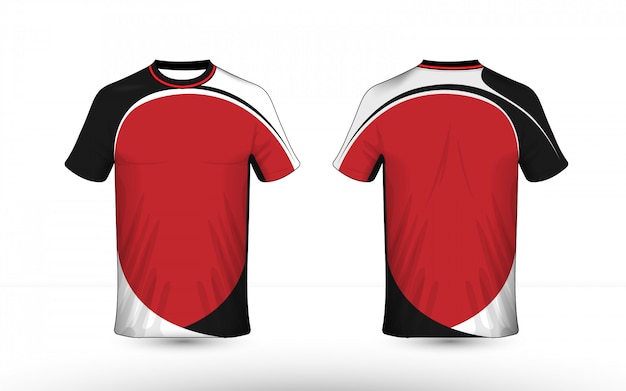 黒と赤のレイアウトeスポーツtシャツデザインテンプレート