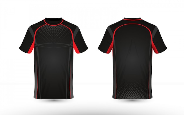 黒と赤のレイアウトeスポーツtシャツデザインテンプレート