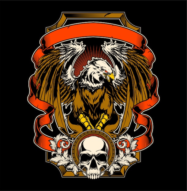 Eagle and skull hand drawing vector Vector Premium Download