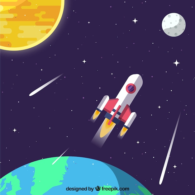 Free Vector | Earth background and rocket