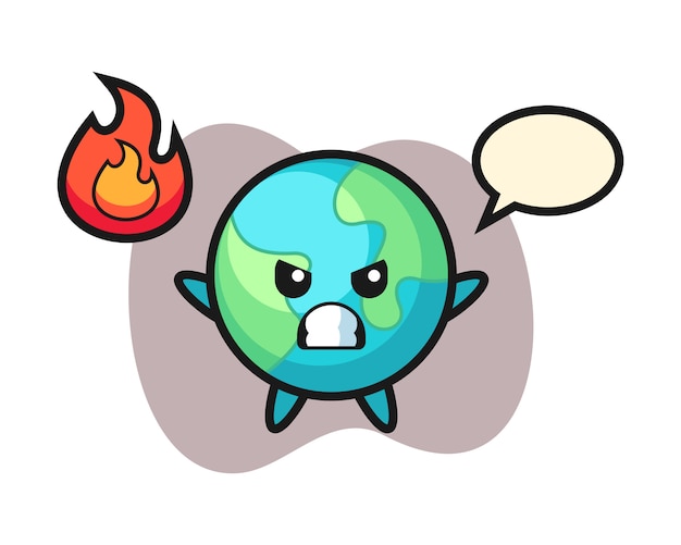 Premium Vector Earth Cartoon Angry