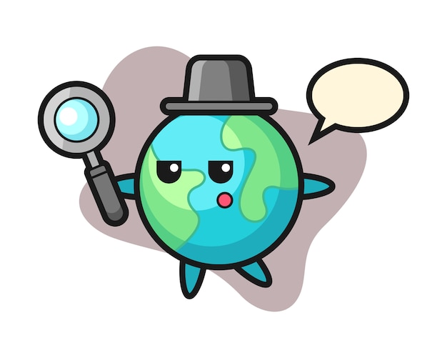 Premium Vector | Earth cartoon searching with a magnifying glass