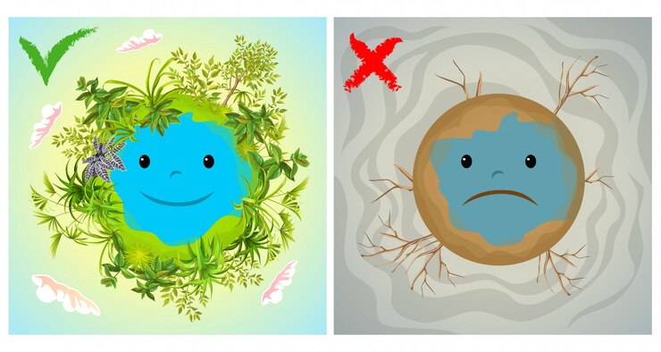 Free Vector | Earth clean and dirty.