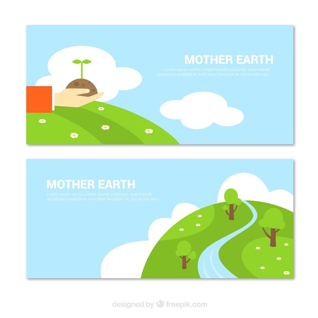 Earth day banners in flat design