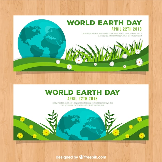 earth-day-banners-with-world-in-flat-style-vector-free-download