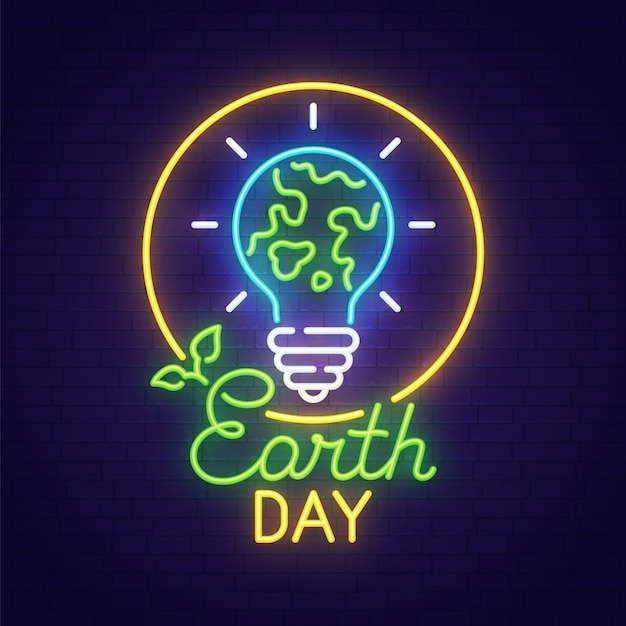 Premium Vector Earth Day Neon Sign 4261