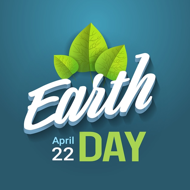 Premium Vector | Earth day typography lettering on blue background ...