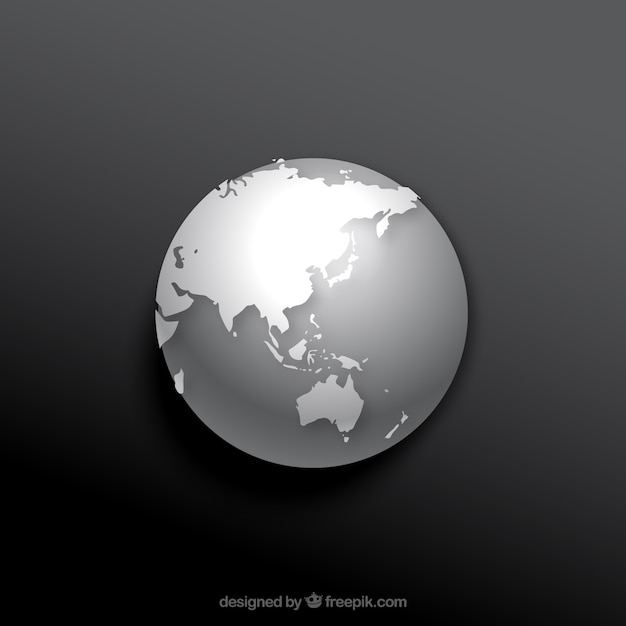 Earth globe in gray tones