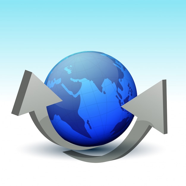 Download Earth globe with grey 3d arrows. Vector | Free Download