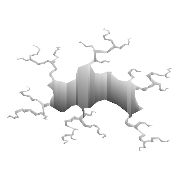Earthquake cracks. hole effect and cracked surface. hole in ground with ...