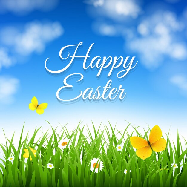 Premium Vector | Easter background with grass with gradient mesh ...