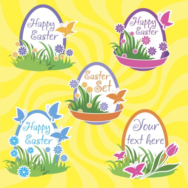 Easter badge collection with egg shape