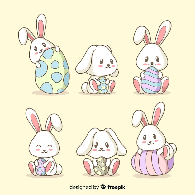 Easter bunny collection Vector | Free Download