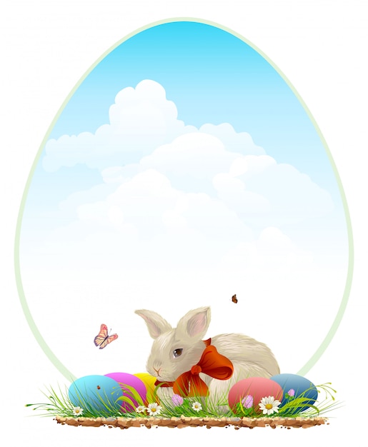 Download Premium Vector | Easter bunny and colored eggs. easter ...