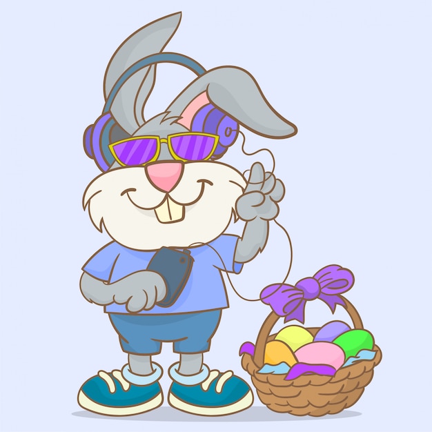 Download Easter bunny with glasses | Premium Vector